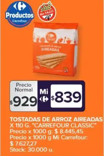 Carrefour TOSTADAS DE ARROZ AIREADAS X 110G oferta