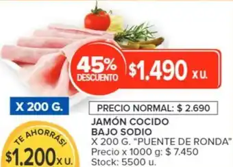 Carrefour JAMÓN COCIDO BAJO SODIO X 200G oferta