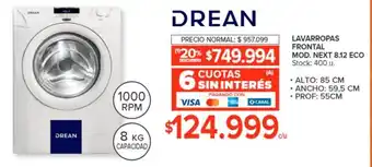 Carrefour DREAN LAVARROPAS FRONTAL MOD. NEXT 8.12 ECO oferta