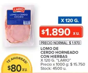 Carrefour LOMO DE CERDO HORNEADO CON HIERBAS x 120g oferta
