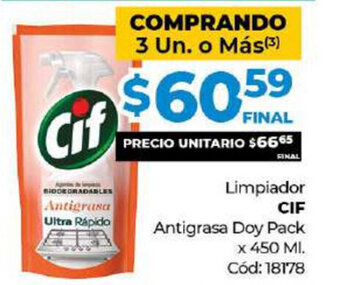 Diarco CIF Limpiador Antigrasa Doy Pack x 450ml oferta