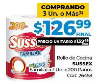 Diarco Sussex Rollo de Cocina Familiar x 1un x 200 Panos oferta