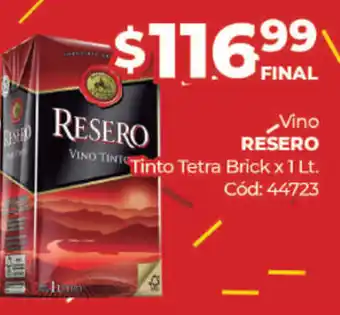 Diarco Resero Vino tinto Tetra Brick x 1lt oferta