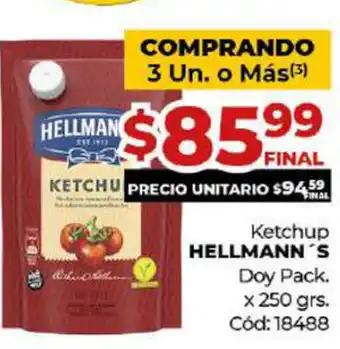 Diarco Hellmann's Ketchup Doy Pack x 250gr oferta