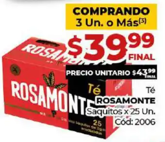 Diarco Rosamonte Saquitos x 25un oferta