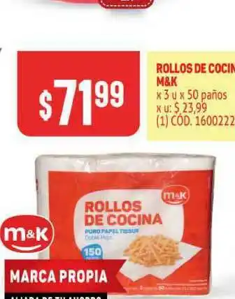 Makro Rollos De Cocina M&k x3 u x 50 paños oferta