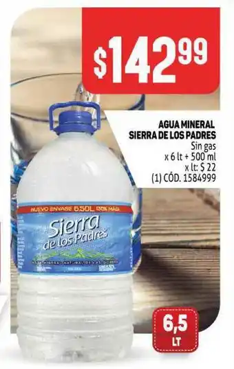 Makro Sierra De Los Padres Agua Mineral x 6lt x 500ml oferta