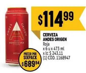 Makro Andes Origen Cerveza x 6u x 473ml oferta