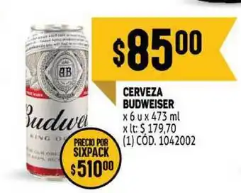 Makro Budweiser Cerveza x 6u x 473ml oferta