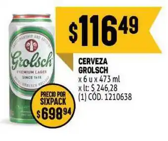 Makro Grolsch Cerveza x 6u x 473ml oferta