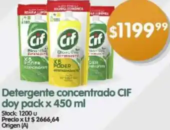 Supermercados Buenos Días Detergente concentrado CIF doy pack x 450ml oferta