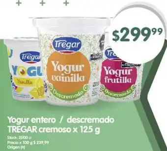 Supermercados Buenos Días Yogur entero / descremado TREGAR cremoso x 125g oferta