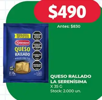 Supermercados Tadicor QUESO RALLADO LA SERENÍSIMA X 35G oferta