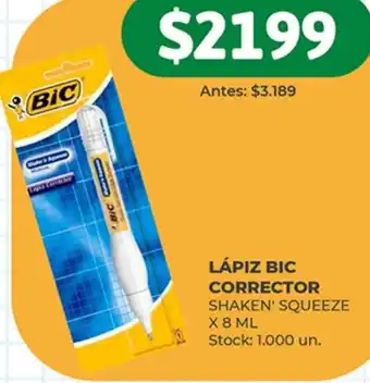 Supermercados Tadicor LÁPIZ BIC CORRECTOR SHAKEN' SQUEEZE X 8ML oferta