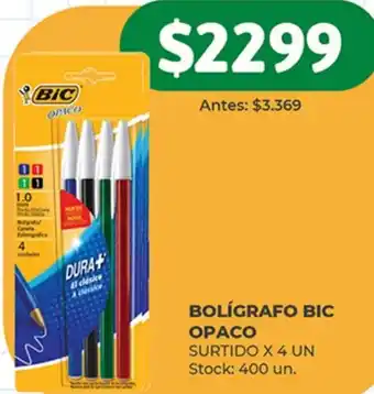 Supermercados Tadicor BOLÍGRAFO BIC OPACO SURTIDO X 4 UN oferta