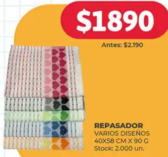 Supermercados Tadicor REPASADOR VARIOS DISEÑOS 40X58 CM X 90G oferta
