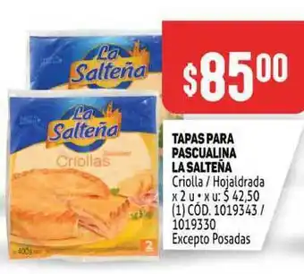 Makro Tapas Para Pascualina La Salteña x 2u oferta