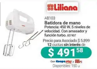 Cooperativa Obrera Liliana Ab103 Batidora De Mano oferta