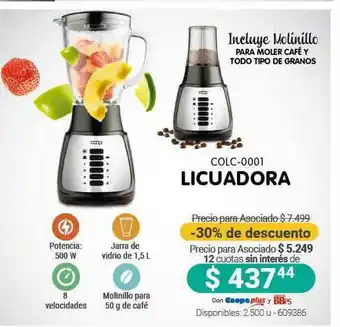 Cooperativa Obrera Colc 0001 Licuadora -30% De Descuento oferta