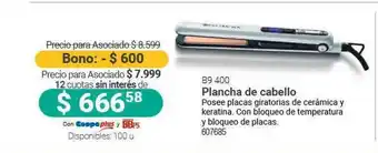 Cooperativa Obrera B9 400 Plancha De Cabello oferta