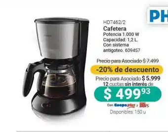 Cooperativa Obrera Hd7462 2 Cafetera Philips -20% De Descuento oferta