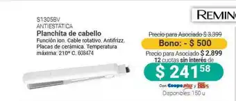 Cooperativa Obrera Remington S1305bv Antiestática Planchita De Cabello oferta