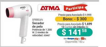 Cooperativa Obrera Atma Sp8904n Secador De Pelo oferta
