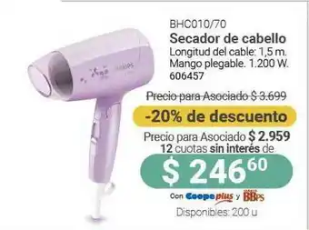 Cooperativa Obrera Bhc010 70 Secador De Cabello -20% De Descuento oferta