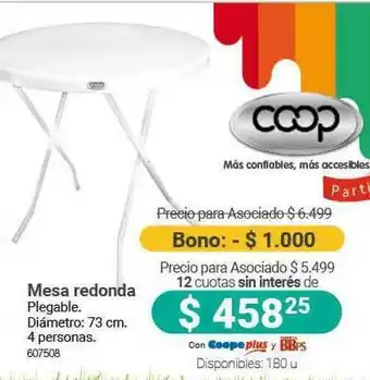 Cooperativa Obrera Mesa Redonda Plegable oferta