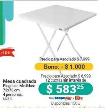 Cooperativa Obrera Mesa Cuadrada Plegable oferta