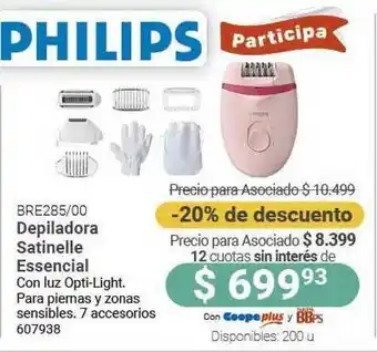 Cooperativa Obrera Philips Bre285 00 Depiladora Satinelle Essencial -20% De Descuento oferta
