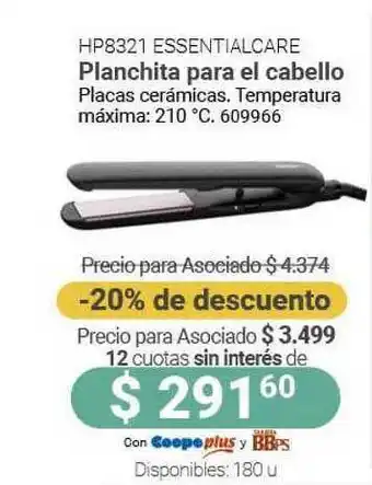 Cooperativa Obrera Hp8321 Essentialcare Planchita Para El Cabello oferta