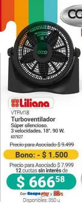 Cooperativa Obrera Liliana Vtfm18 Turboventilador oferta