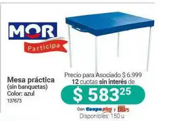 Cooperativa Obrera Mor Mesa Práctica Sin Banquetas oferta