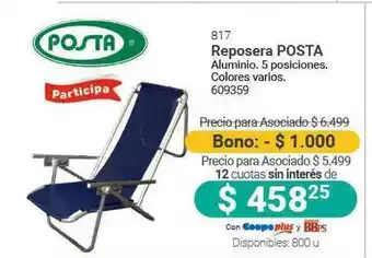 Cooperativa Obrera Posta Reposera oferta