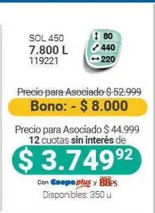 Cooperativa Obrera Sol 450 7.800 L oferta