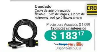 Cooperativa Obrera Candado Cable De Acero Trenzado Flexible Crossmaster oferta