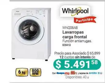 Cooperativa Obrera Whirlpool Wnq06ab Lavarropas Carga Frontal oferta