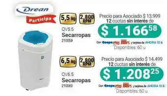 Cooperativa Obrera Drean Qv5.5 Secarropas Qv6.5 Secarropas oferta
