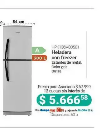 Cooperativa Obrera Hpk136m00s01 Heladrea Con Freezer oferta