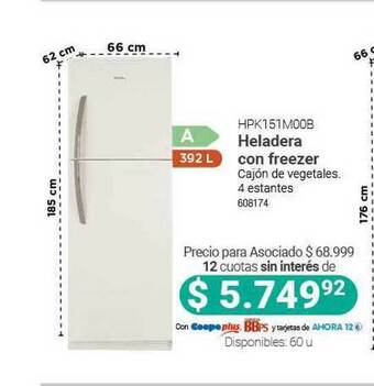 Cooperativa Obrera Hpk151m00b Heladera Con Freezer oferta