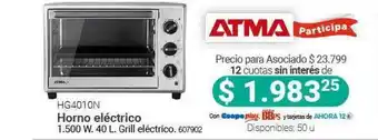 Cooperativa Obrera Atma Hg4010n Horno Eléctrico oferta