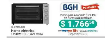 Cooperativa Obrera Bgh Bhee31m20 Horno Eléctrico oferta