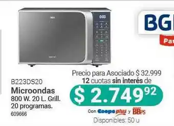Cooperativa Obrera Bgh B223ds20 Microondas oferta