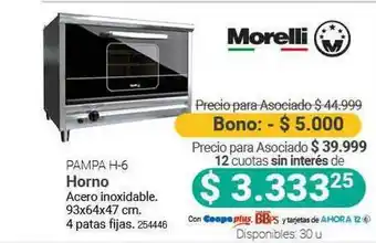 Cooperativa Obrera Morelli Pampa H-6 Horno oferta