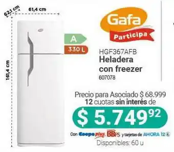 Cooperativa Obrera Gafa Hgf367afb Heladera Con Freezer oferta