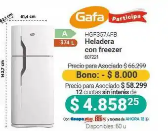 Cooperativa Obrera Gafa Hgf357afb Heladera Con Freezer oferta