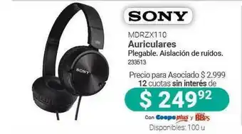 Cooperativa Obrera Sony Mdrzx110 Auriculares oferta