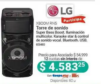 Cooperativa Obrera Lg Xboom Rn5 Torre De Sonido oferta