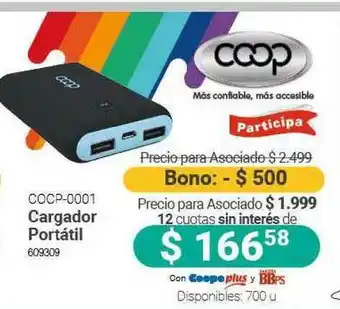 Cooperativa Obrera Cocp-0001 Cargador Portátil oferta